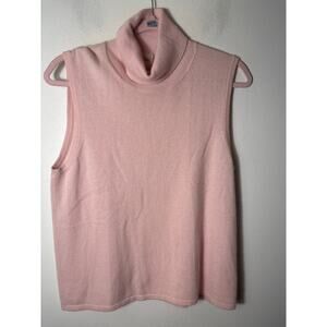 Neiman Marcus Blush Pink Sleeveless Cashmere Turtleneck Sz L